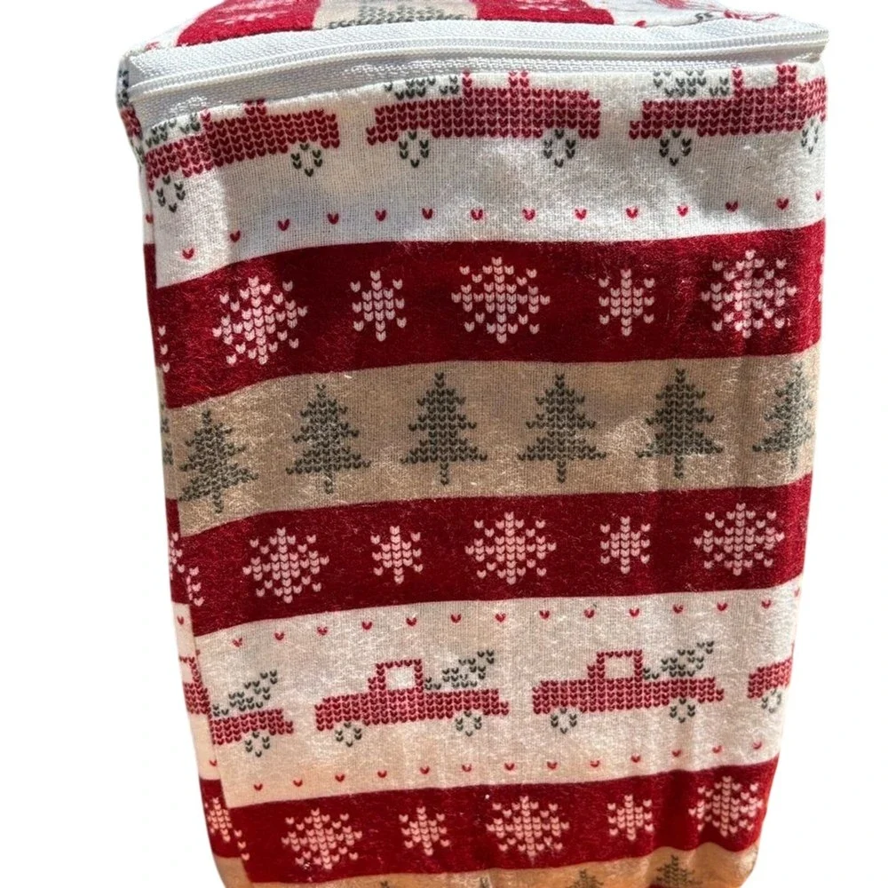 Cuddl Duds Full Heavyweight Flannel Sheet Set Christmas Red Truck Winter NWT